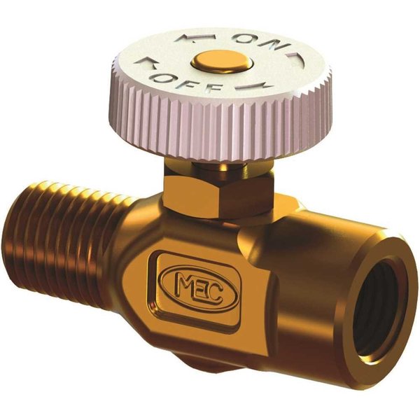 Mec 1/4 in. MNPT x 1/4 in. FNPT Needle Valve, Bi-Directional Flow, Brass ME831